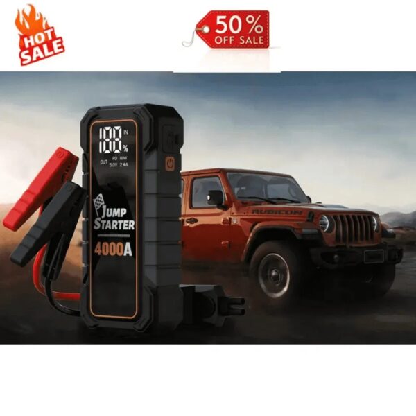 20000mAh 12V Car Battery Starter 4000 Peak Amp USB Fast Charging LED Light