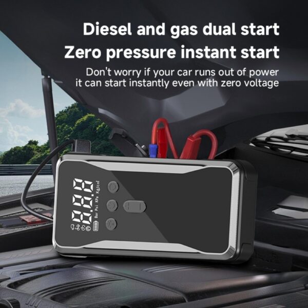 Car Battery Starter With Air Compressor 12V 4000A Car Battery Starter Digital Tire Inflator