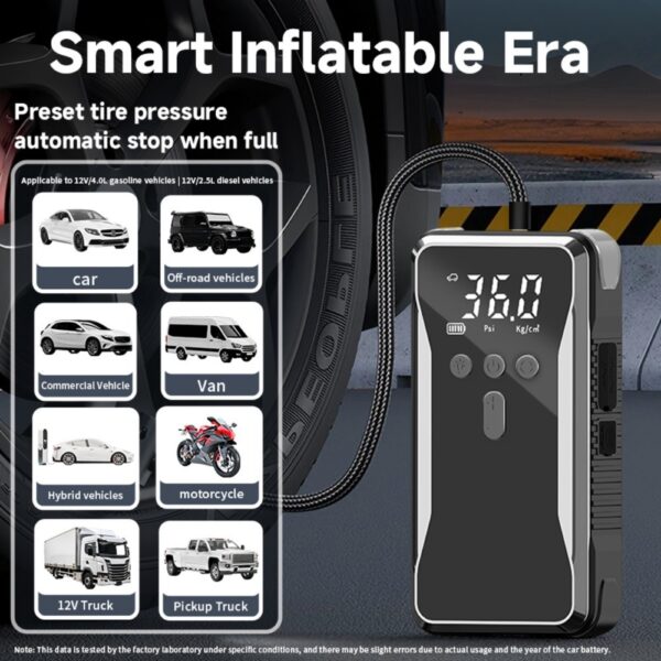 Car Battery Starter With Air Compressor 12V 4000A Car Battery Starter Digital Tire Inflator