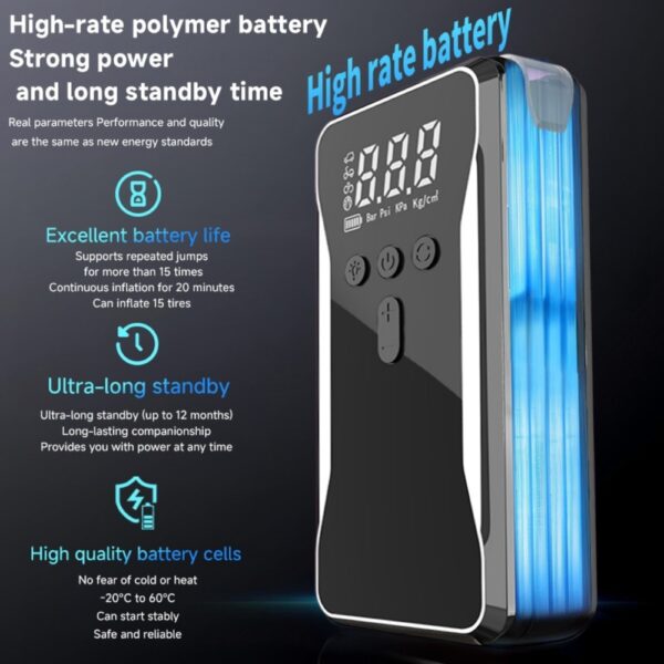 Car Battery Starter With Air Compressor 12V 4000A Car Battery Starter Digital Tire Inflator