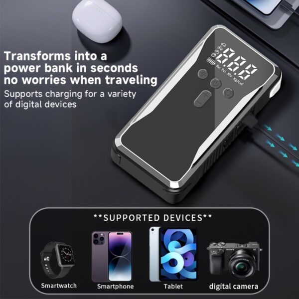 Car Battery Starter With Air Compressor 12V 4000A Car Battery Starter Digital Tire Inflator