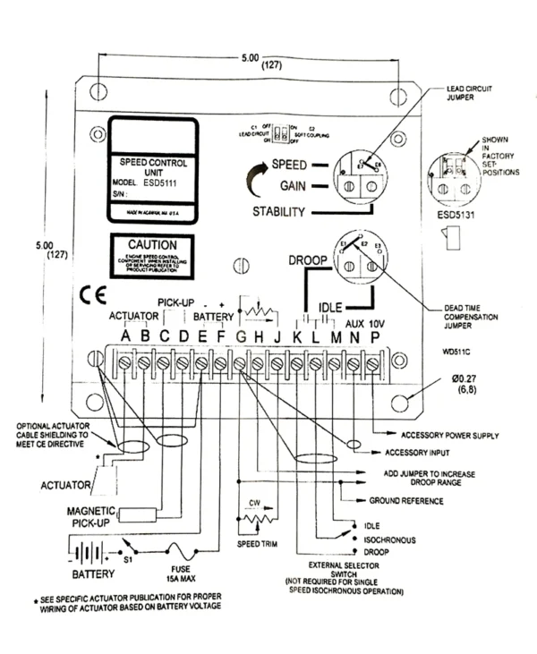 ESD5111 Governor Speed Control Unit Engine Electric Controller Diesel Generator Accessories